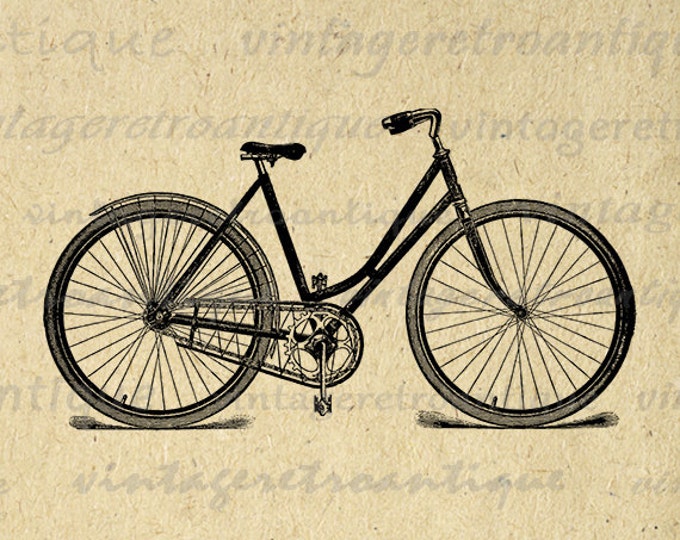 Digital Printable Antique Bicycle Download Bike Illustration Graphic Image Vintage Clip Art Jpg Png Eps HQ 300dpi No.1375