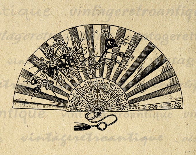 Printable Image Opera Fan Download Oriental Style Fan Illustration Graphic Digital Vintage Clip Art Jpg Png Eps HQ 300dpi No.2853