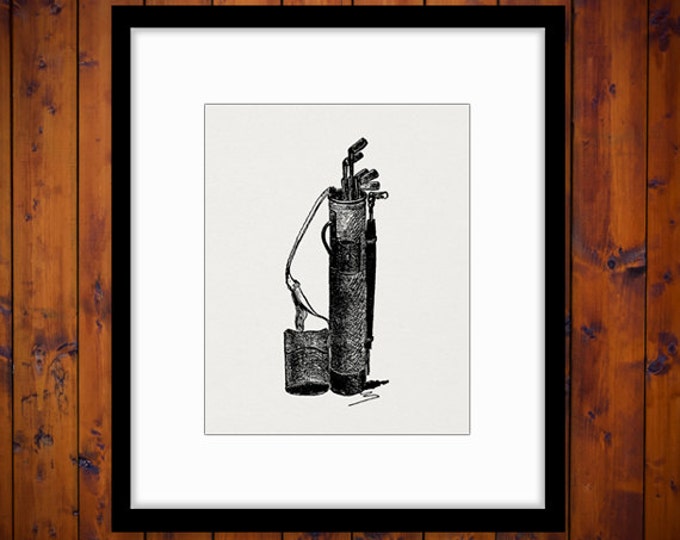 Digital Printable Antique Golf Bag Image Golfing Graphic Golf Clubs Download Vintage Clip Art Jpg Png Eps HQ 300dpi No.4291