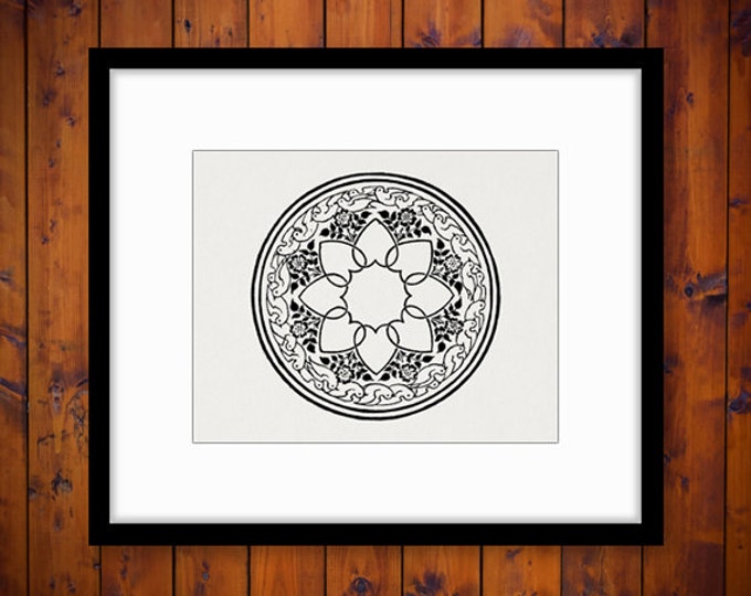 Digital Graphic Dove Birds, Hearts, Flowers Circle Image Ornament Printable Download HQ 300dpi No.3808