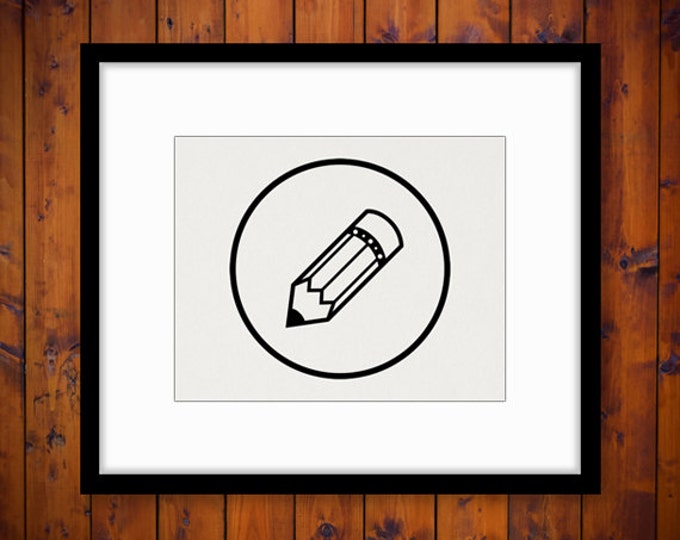 Pencil Symbol Digital Printable Graphic School Image Education Download Vintage Clip Art HQ 300dpi No.2018