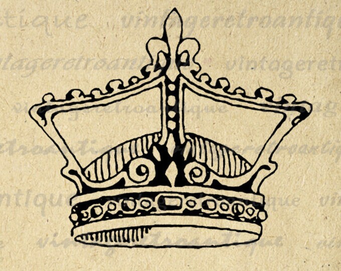 Printable Digital Crown Image Royal King Graphic Download Vintage Clip Art Jpg Png Eps HQ 300dpi No.3818