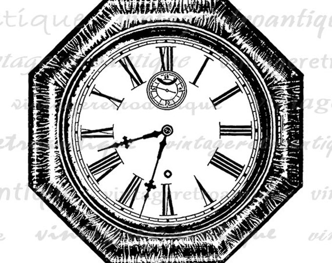 Printable Graphic Antique Clock Image Digital Illustrated Download Vintage Clip Art Jpg Png Eps HQ 300dpi No.3678