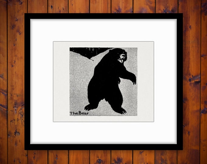 Bear Illustration Digital Image Download Printable Graphic Vintage Clip Art HQ No.2048