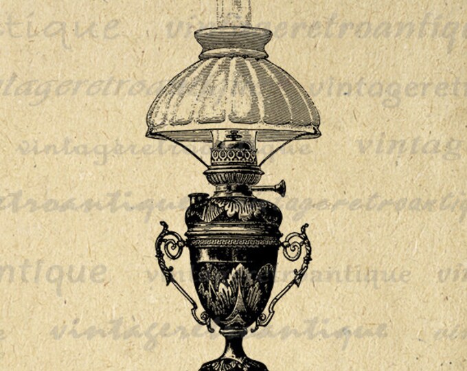 Digital Graphic Antique Lamp Image Printable Illustration Download Vintage Clip Art HQ 300dpi No.1864