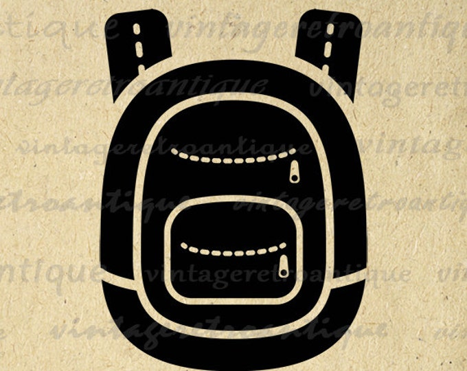 Printable Digital School Backpack Download Education Artwork Graphic Image Vintage Clip Art for Transfers Printing etc HQ 300dpi No.4366