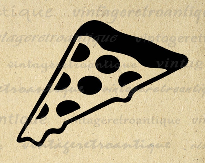 Printable Image Pizza Slice Graphic Digital Download Artwork Vintage Clip Art Jpg Png Eps HQ 300dpi No.4016