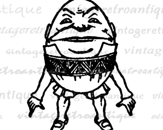 Digital Graphic Humpty Dumpty Download Alice in Wonderland Image Printable Antique Clip Art for Transfers Printing etc HQ 300dpi No.2474