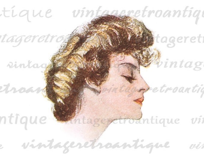 Printable Graphic Old Fashioned Woman Image Digital Download Vintage Clip Art for Transfers Making Prints etc HQ 300dpi No.1896