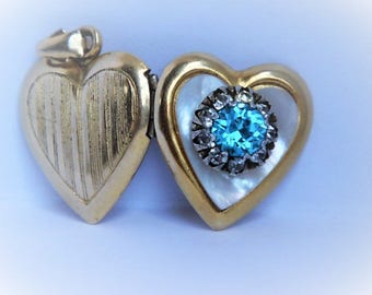 Vintage 10k gold filled sterling silver heart locket pendant