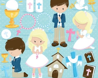 80% OFF SALE First communion clipart commercial use, christian clipart, bible vector graphics, digital clip art, digital images - CL822
