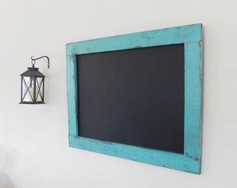 Turquoise FRAMED CHALK BOARD with Distressed, Vintage Look - 30 x 40 - More Colors Available