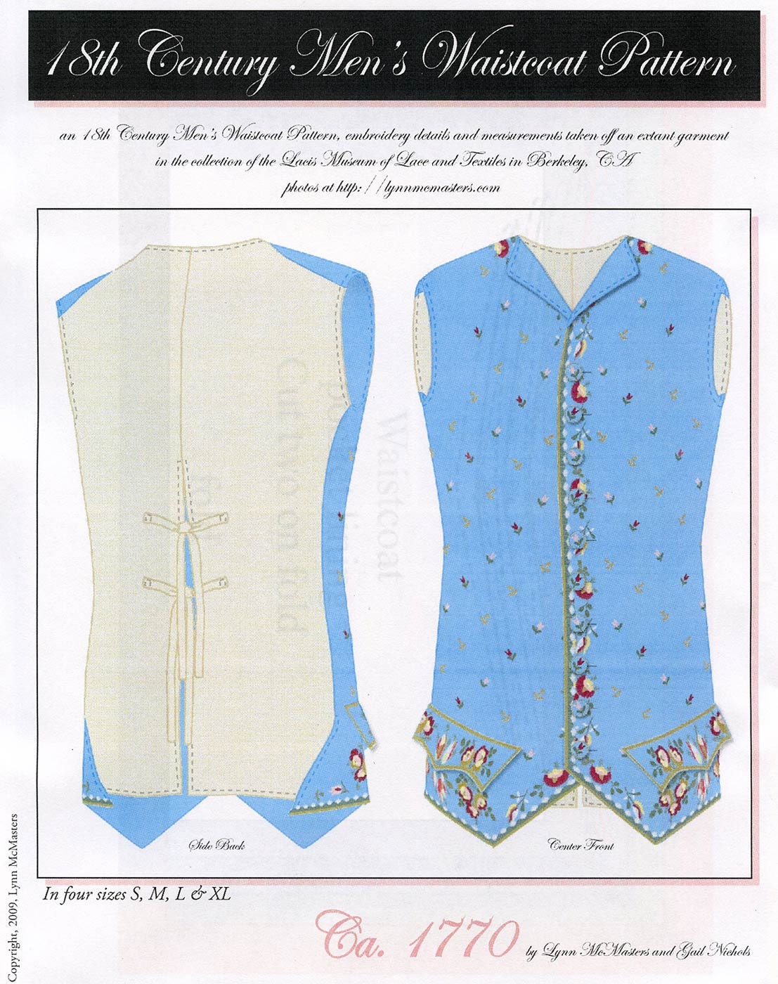 Men's 18th Century Waistcoat size SXL Circa 1770 Vest Lynn McMasters