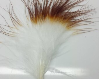 Brown and White Marabou Feathers 4-6 inches, 6 grams used in Native American Craft