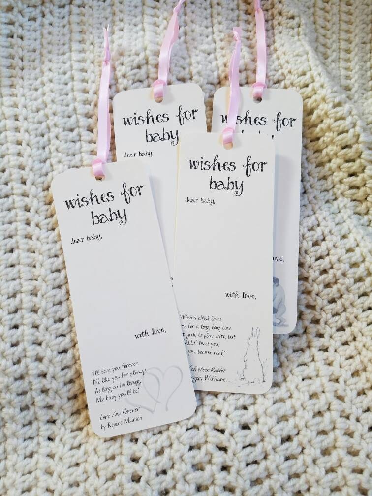 Set of 8 Baby Shower Wishing Tree Tags Bookmarks with Children