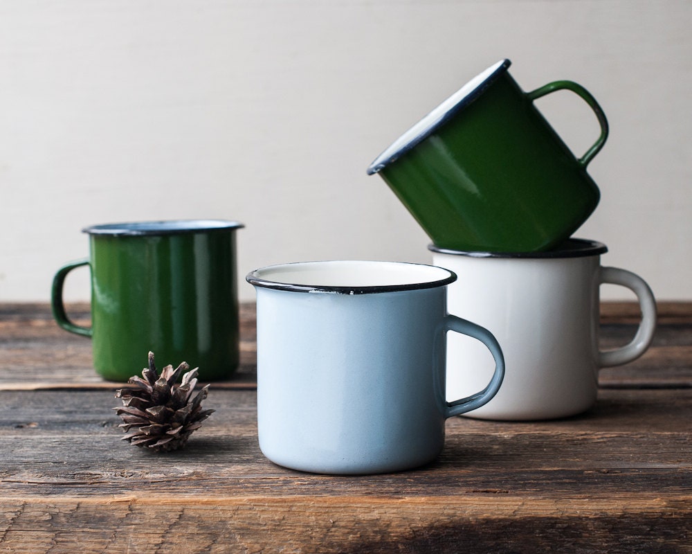 Vintage Enamel Mug for Camping Travel Mug Campfire Mug