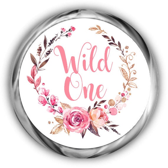 Boho Birthday Hershey Kisses Stickers - Girl First Birthday Sticker - Wild One Il_570xn