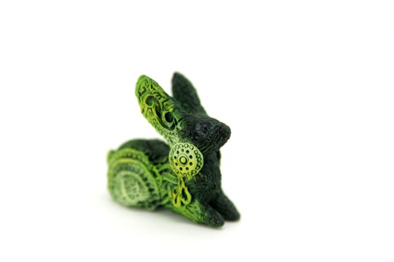 moss rabbit figurine