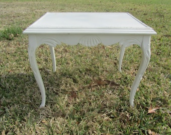 Shabby Chic table, end table, Ornate side Table, vintage table ,wood table, cottage decor,white table