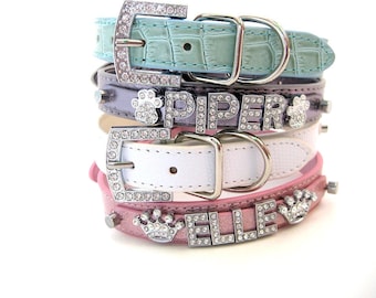 Bling Dog Collar | Pastel Collection | XXS XS S M L XL | Personalized Dog Collar | Name Dog Collar