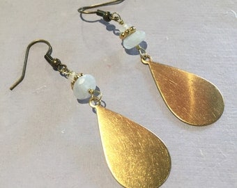 Moonstone and Brass Earrings