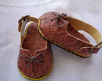 Brown -18 inch Doll Slip On Sling back Sandal Loafers-shown on my american girl doll
