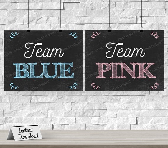 Team Blue or Team Pink Chalkboard Instant Download by DnADesigned