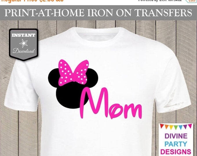 SALE INSTANT DOWNLOAD Print at Home Hot Pink Mouse Mom Printable Iron On Transfer / T-shirt / Family Trip / Party / Item #2366