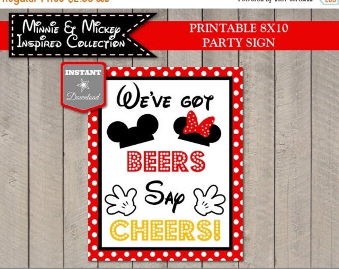 SALE INSTANT DOWNLOAD Girl and Boy Mouse Printable 8x10 We've Got Beers, Say Cheers Party Sign / Girl & Boy Mouse Collection / Item #2140