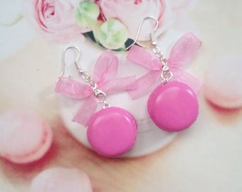 earrings raspberry macarons polymer clay