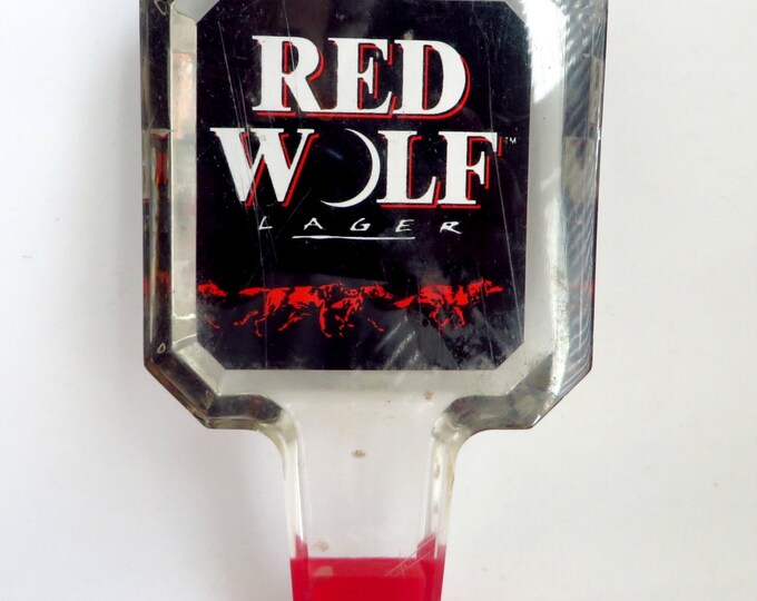 Vintage Red Wolf Beer Tap Handle, Beer Bar Collectible