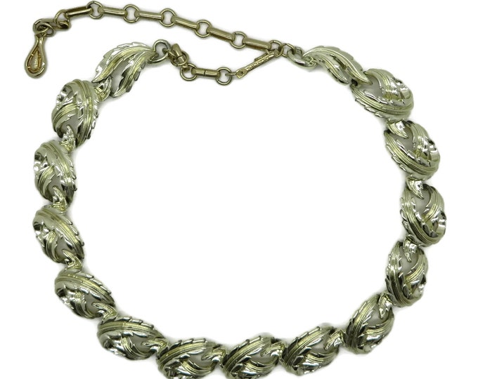 Coro Leaf Necklace, Vintage Gold Tone Choker, Signed Designer Jewelry, 11 Inch Necklace, Perfect Gift, Gift Box