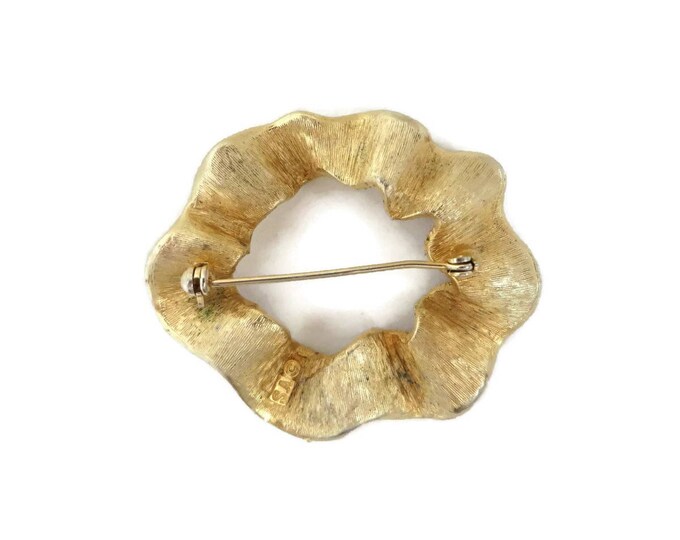 Abstract Circle Brooch - Vintage Sarah Coventry Gold Tone Circle Pin, Gift for Her, Gift Box