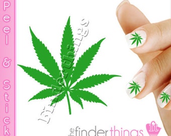 Pot Leaf Marijuana 420 Weed Nail Decal Sticker Set POT101