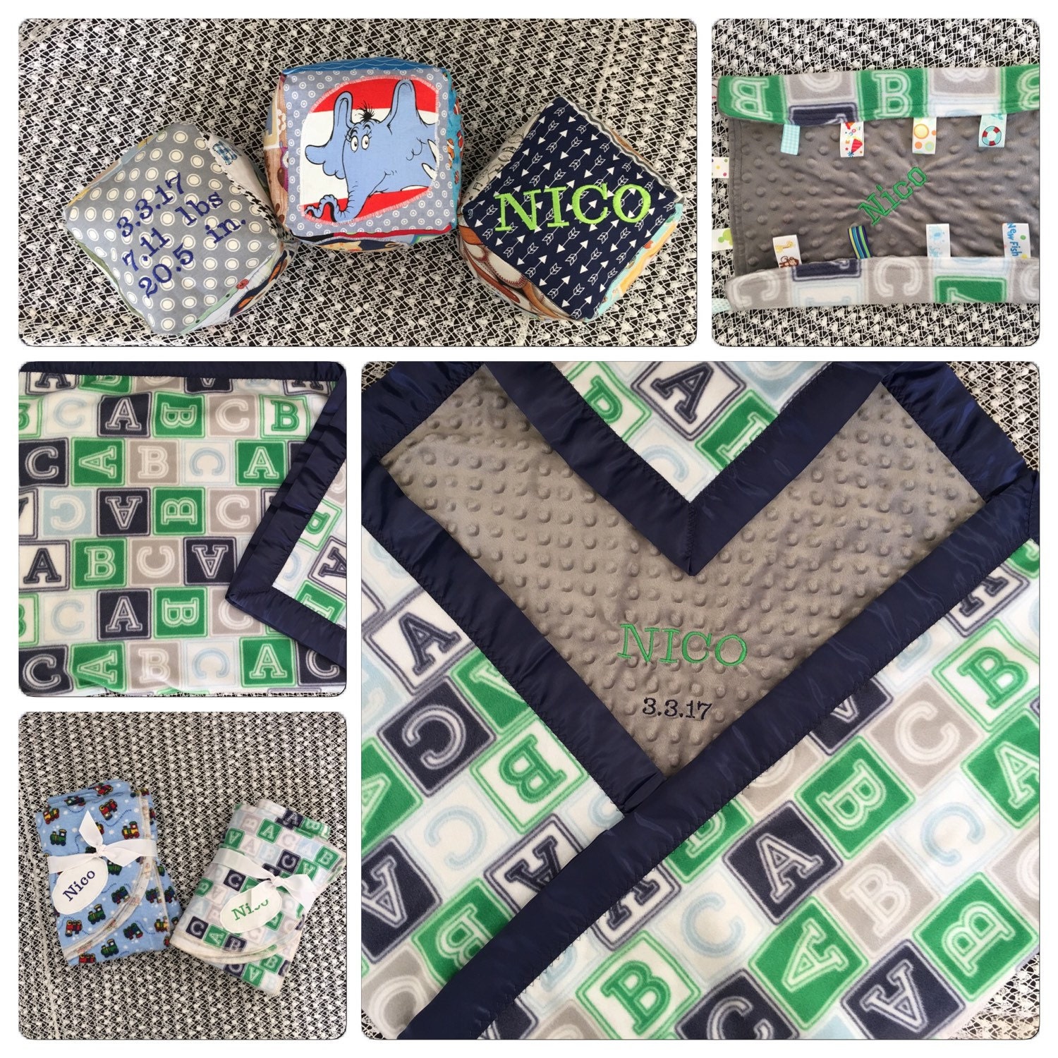 Embroidered Baby Gift Set embroidered by GramsCozyCorner on Etsy