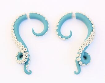 CUSTOM Octopus Fake Gauge Earrings, custom fake gauges, tentacle fake gauges, octopus fake gauges, statement earrings