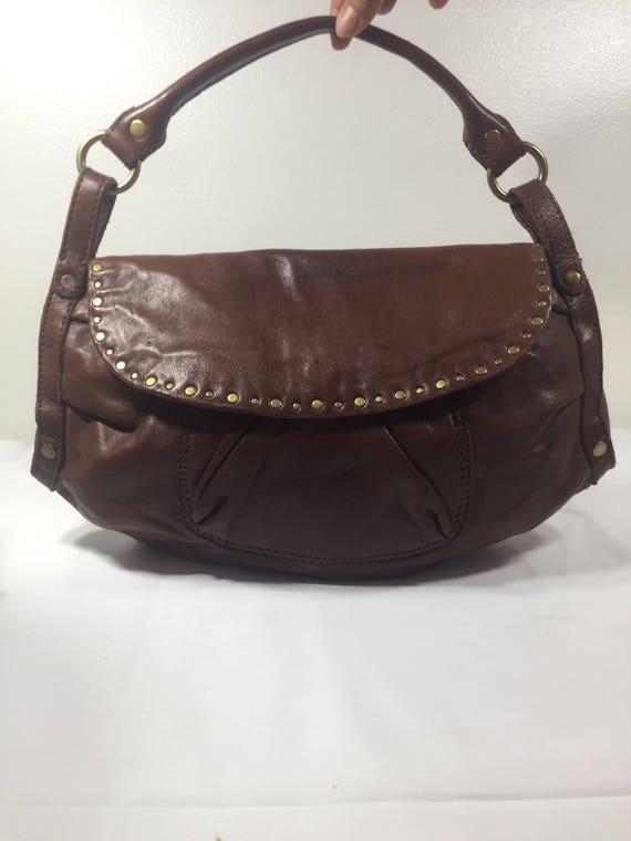 Lucky Brand Brown Leather Purse Bag Studded Brown Leather