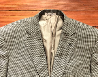 Newer Vintage Pal Zileri Black and White Mini Houndstooth Sport Coat Blazer 40R