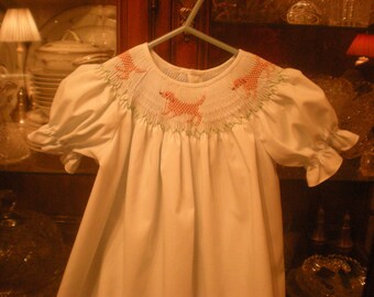 Smocked lab dogs dress, made to order