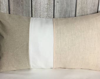 Color Block Pillow. Throw Pillow. Blush Pillow. Linen Pillow. Lumbar Pillow. Pillow Cover. Natural Pillow Cover.