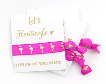 Flamingo Bachelorette Party Hair Tie Favors | Bachelorette Favors | Tropical Theme | Pink Flamingo | Bridesmaid Gift | Lets Flamingle | Ties