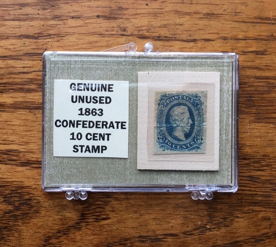 Original 1863 US Confederate 10 Cent Stamp Jefferson Davis