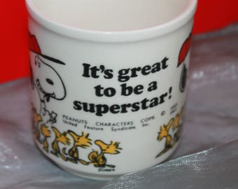 Snoopy 'It's Great To Be A Superstar' c1970's Ceramic Mug.