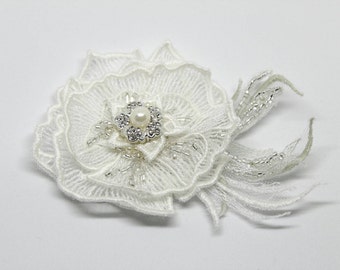 Lace flower hair clip Ivory flower for hair Hair accessories Bridal hair