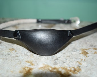 SLIM Leather eye patch with adjustable buckle - will work for permanent use not touching the eye