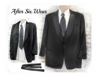 Vintage Tuxedo Jacket , men's formal evening jacket - Black tie jacket , satin collar jacket - Men's black tuxedo, Mad Men tuxedo, # 234