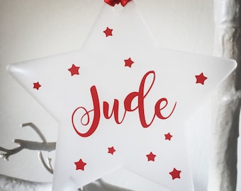 Personalised Christmas Ornament Decoration Star Keepsake • Christmas Tree • Perspex/Acrylic • Frosted