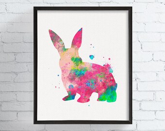 Bunny Wall Art, Watercolor Bunny Print, Bunny Art, Bunny Painting, Rabbit Art, Rabbit Print, Woodland Animal Art, Nursery Art Print, Framed