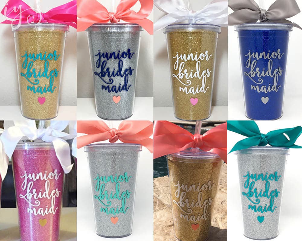 Junior Bridesmaid Tumbler Glitter Cup Personalized Junior