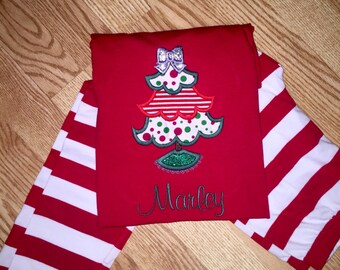 Girls Christmas Pajamas, Monogrammed Christmas Pajamas, Christmas Tree Pajamas, Baby Girl Christmas Pajamas, Christmas Pjs,